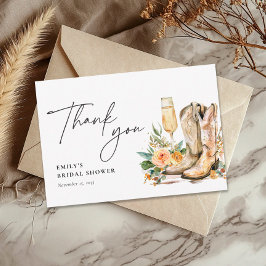 ブーツとバブルリー ウエスタン ブライダル シャワー サンキューカード