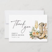 ブーツとバブルリー ウエスタン ブライダル シャワー サンキューカード (正面)