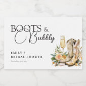 ブーツとバブルリー ウエスタン ブライダル シャワー スパークリングワインラベル (シングルラベル)