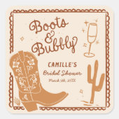 ブーツとバブルリー ウエスタン 手描き スクエアシール (正面)