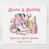 ブーツとバブルリー コースト カウガール ウェディング シャワー スパークリングワインラベル (シングルラベル)