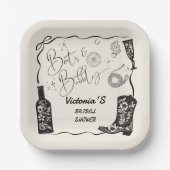 ブーツとバブルリー シャンパン ウエスタン ブライダル シャワー ペーパープレート (正面)