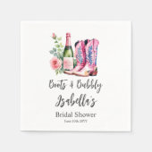 ブーツとバブルリー ピンクのブライダルシャワー スタンダードカクテルナプキン (正面)