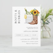 ブーツとバブル カップルシャワー モダン ミニマリスト 招待状 (スタンド正面)