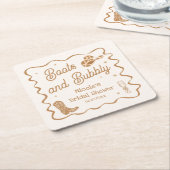 ブーツとバブル ブライズシャワー スクエアペーパーコースター (アングル)