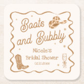 ブーツとバブル ブライズシャワー スクエアペーパーコースター (正面)