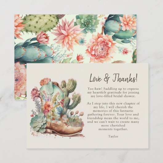 ブーツとバブル ブライズ シャワー 感謝カード (正面/裏面)