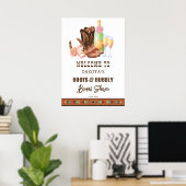 ブーツとバブル 西部カウガール ブルンチ ウェルカム ポスター (ホームオフィス)