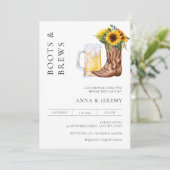 ブーツとブリュー カップルシャワー 現代のミニマリスト 招待状 (スタンド正面)