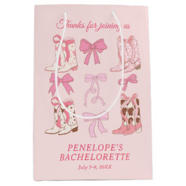 ブーツとリボンのウェスタン パーソナライズ ギフト バッグ ミディアムペーパーバッグ