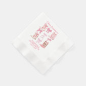 ブーツとリボン ピンク ガーリー ブライズメイド パーティー 縁ありカクテルナプキン (角)