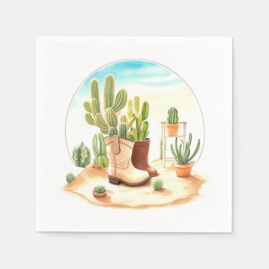 ブーツと子守歌：ワイルドウエストカウボーイベビーシャワー スタンダードカクテルナプキン (正面)