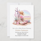 ブーツと帽子の楽しい女性のカーボーイベビーシャワー 招待状 (正面)