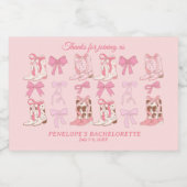 ブーツと弓ピンクのガーリーバチェロレッテ スパークリングワインラベル (シングルラベル)