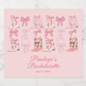 ブーツと弓ピンクのガーリーバチェロレッテ スパークリングワインラベル (シングルラベル)