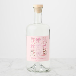 ブーツと弓ピンクのガーリーバチェロレッテ リキュールボトルラベル