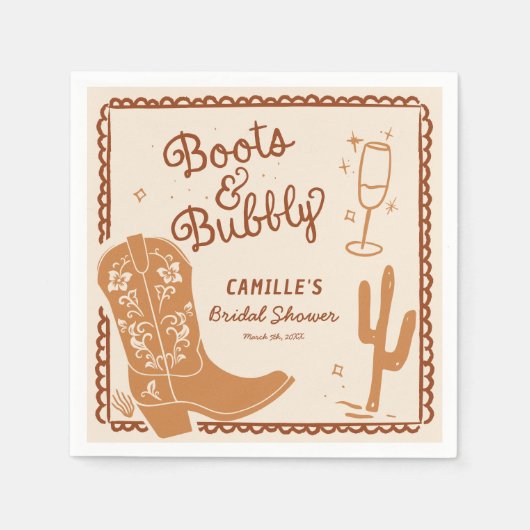 ブーツと泡立ちお洒落の手を引いた スタンダードカクテルナプキン (正面)