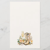 ブーツと泡立つウェスタンブライダルシャワーメニュー (裏面)