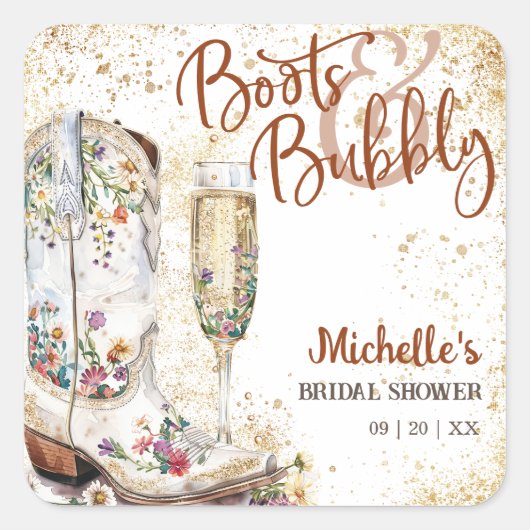 ブーツと泡立つウェスタンブライドワイルドウエストカントリー スクエアシール (正面)