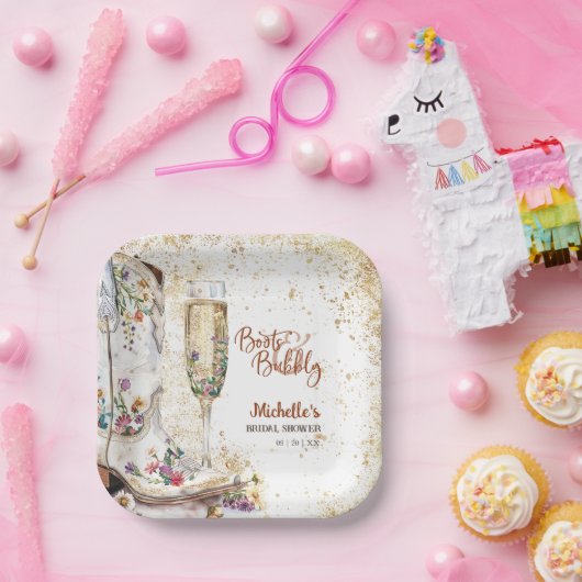 ブーツと泡立つウェスタンブライドワイルドウエストカントリー ペーパープレート (パーティー)