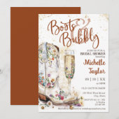 ブーツと泡立つウェスタンブライドワイルドウエストカントリー 招待状 (正面/裏面)