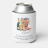 ブーツと泡立つカップルのシャワー 缶クーラー (缶裏面)