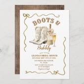 ブーツと泡立つブライダルシャワーの招待状 招待状 (正面/裏面)