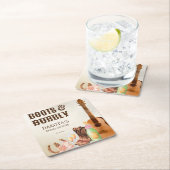 ブーツと泡立つ女性のカーボーイブライダルシャワーの好意の贈り物 スクエアペーパーコースター (インサイチュ)