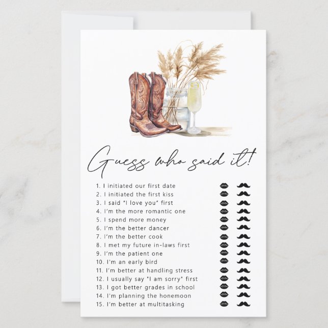 ブーツと泡立つ推測誰がItブライダルゲーム (正面)