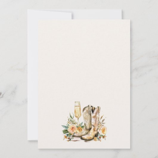 ブーツと泡立つ西ブライダルシャワーの招待 招待状 (裏面)