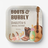 ブーツと泡立つ西ロデオ女性のカーボーイブランチ ペーパープレート (正面)