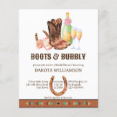 ブーツと泡立つ西部の女性のカーボーイ予算の招待 (正面)