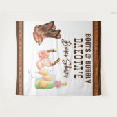 ブーツと泡立つ西部の女性のカーボーイ写真の背景 タペストリー (正面(横))