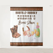 ブーツと泡立つ西部の女性のカーボーイ写真の背景 タペストリー (正面)