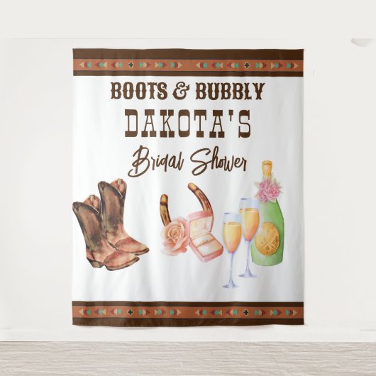 ブーツと泡立つ西部の女性のカーボーイ写真の背景 タペストリー (正面)