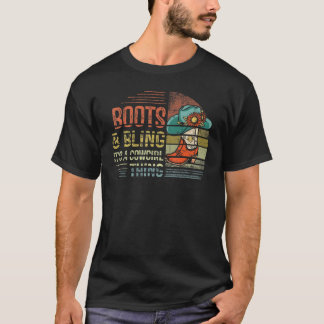 ブーツと輝きカウガールの誇り ロデオハット 楽しい Tシャツ