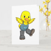 ブーツと農家としてのアヒル カード (黄色い花)