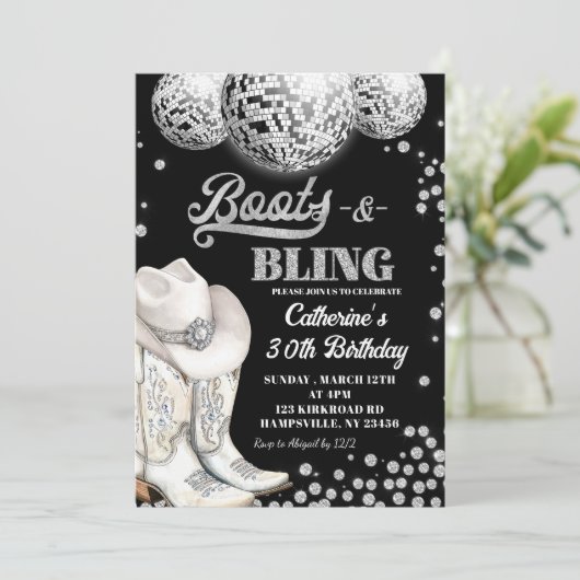 ブーツと銀きらきら光るの誕生日パーティー 招待状 (スタンド正面)