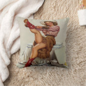 ブーツに置いているヴィンテージの西部の女性のカーボーイ クッション (ブランケット)