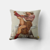 ブーツに置いているヴィンテージの西部の女性のカーボーイ クッション (裏面)