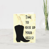 ブーツのキックアップ – カウボーイ誕生日カード カード (正面)