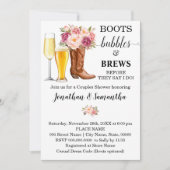 ブーツの泡とブリュウシャワーピンクの花 招待状 (正面)