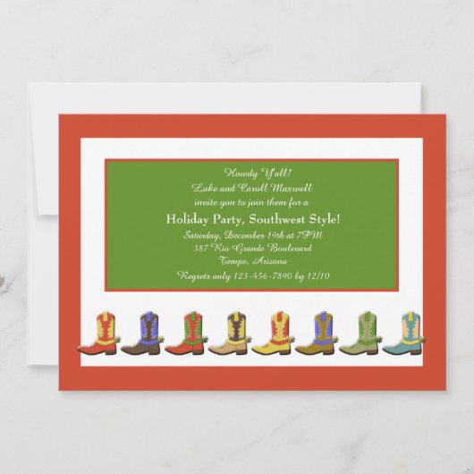 ブーツの続けて休日のパーティの招待状 招待状 (正面)