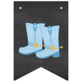 ブーツまたはボウズ、性別を明らかにするパーティー・ベビー・シャワー バンティングフラッグ (第1の旗)