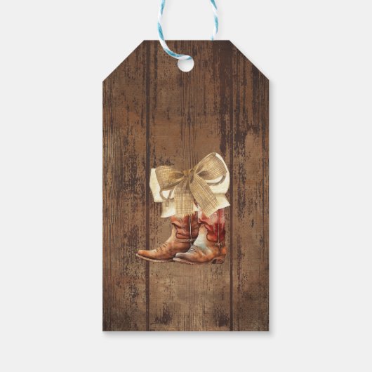 ブーツまたはリボン 性別発表ギフトタグ ギフトタグ (裏面)