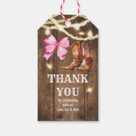 ブーツまたはリボン 性別発表パーティー ギフトタグ