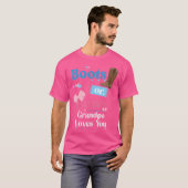 ブーツまたは弓おじいちゃん愛する性別の部分を明かす Tシャツ (正面フル)