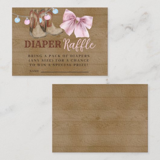 ブーツまたは弓おむつラッフルエンクロージャカード。 エンクロージャーカード (正面/裏面)