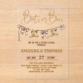 ブーツまたは弓のウェスタンジェンダーの明かす アクリル招待状 (正面)