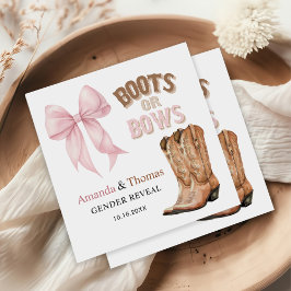 ブーツまたは弓のウェスタンジェンダーの明かす スタンダードカクテルナプキン